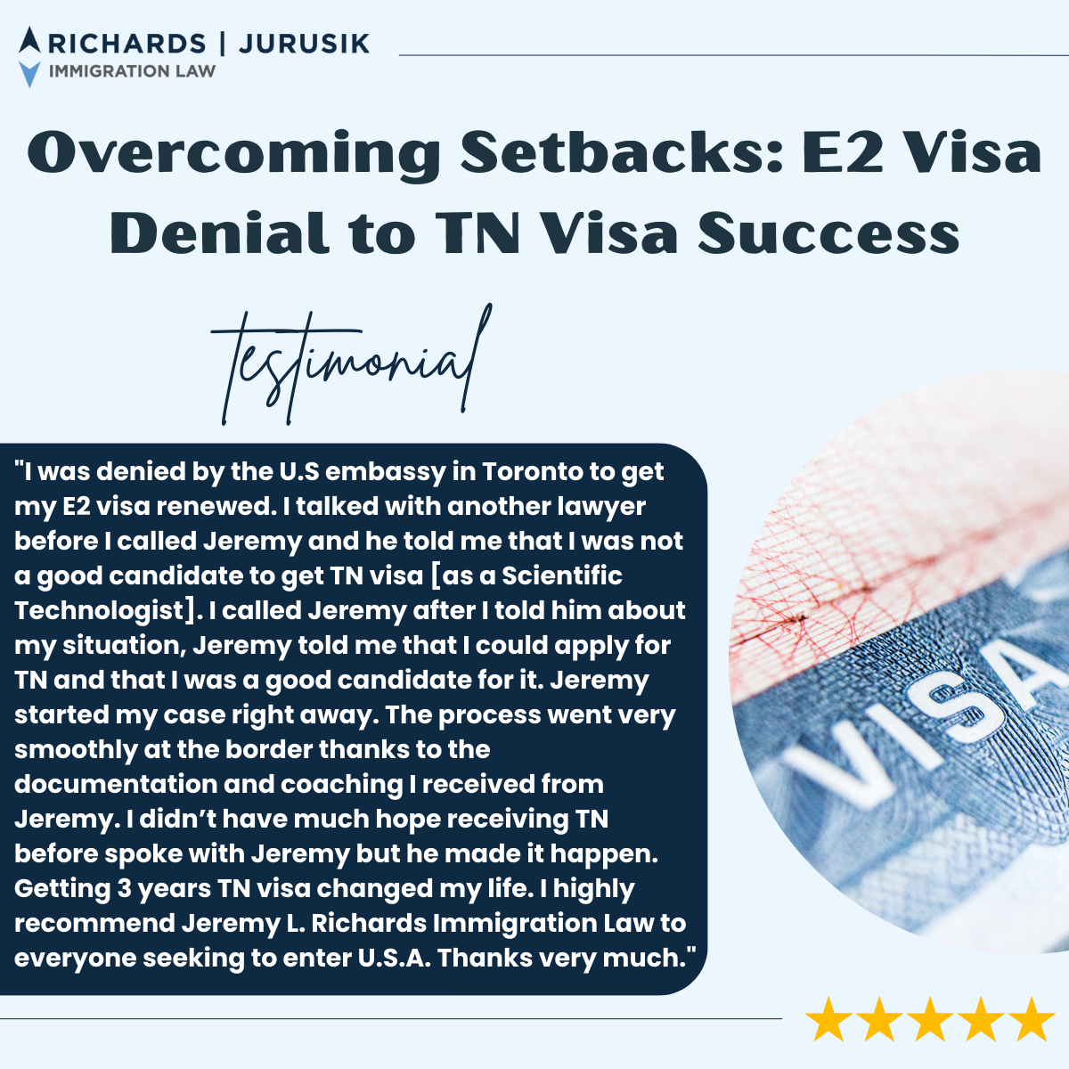 Overcoming Setbacks: E2 Visa Denial to TN Visa Success