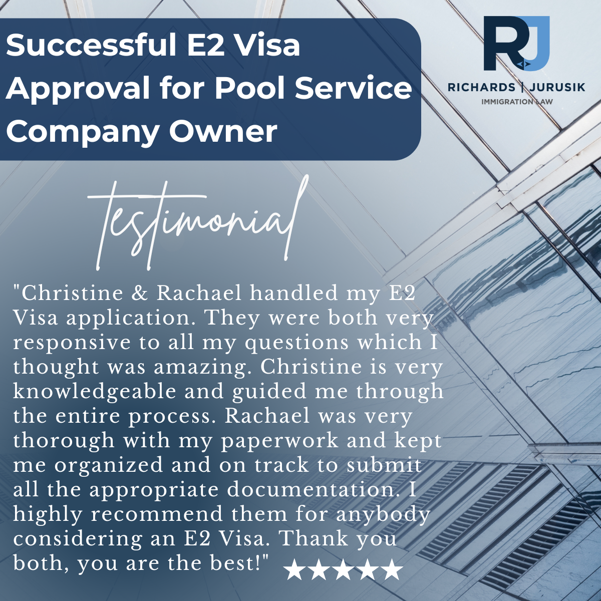Successful E2 Visa Approval for Pool Service Company Owner