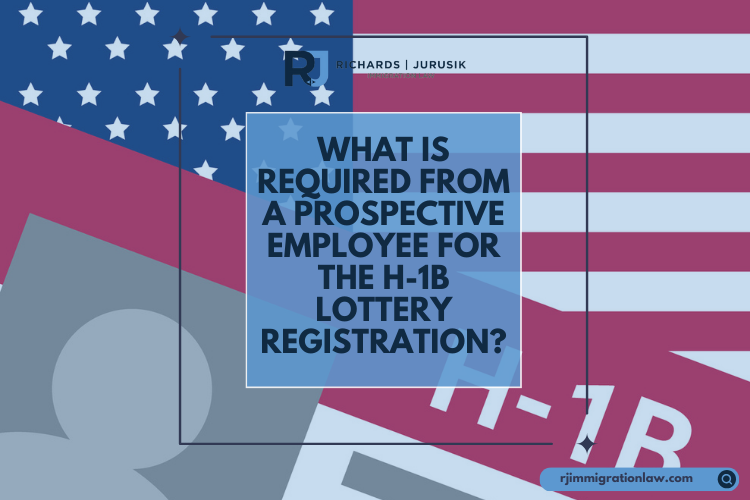 What is required from a prospective employee for the H-1B lottery registration?