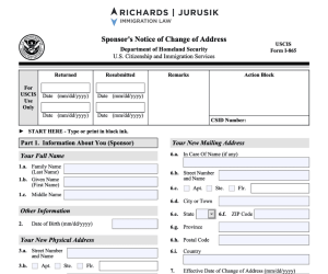 USCIS Form I-865: Sponsor Address Change Requirements