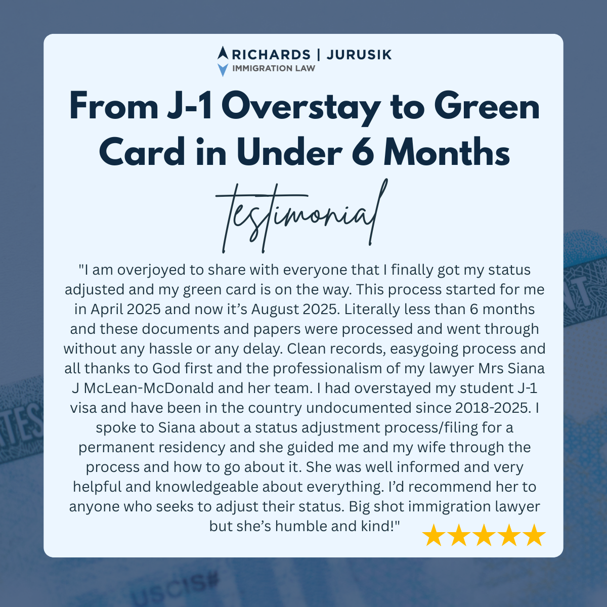 From J-1 Overstay to Green Card in Under 6 Months