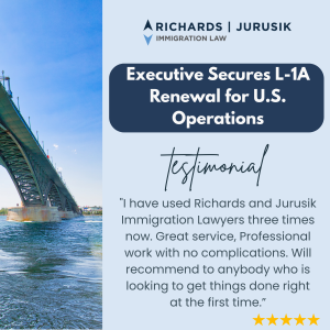 Executive Secures L-1A Renewal for U.S. Operations Executive Secures L-1A Renewal for U.S. Operations