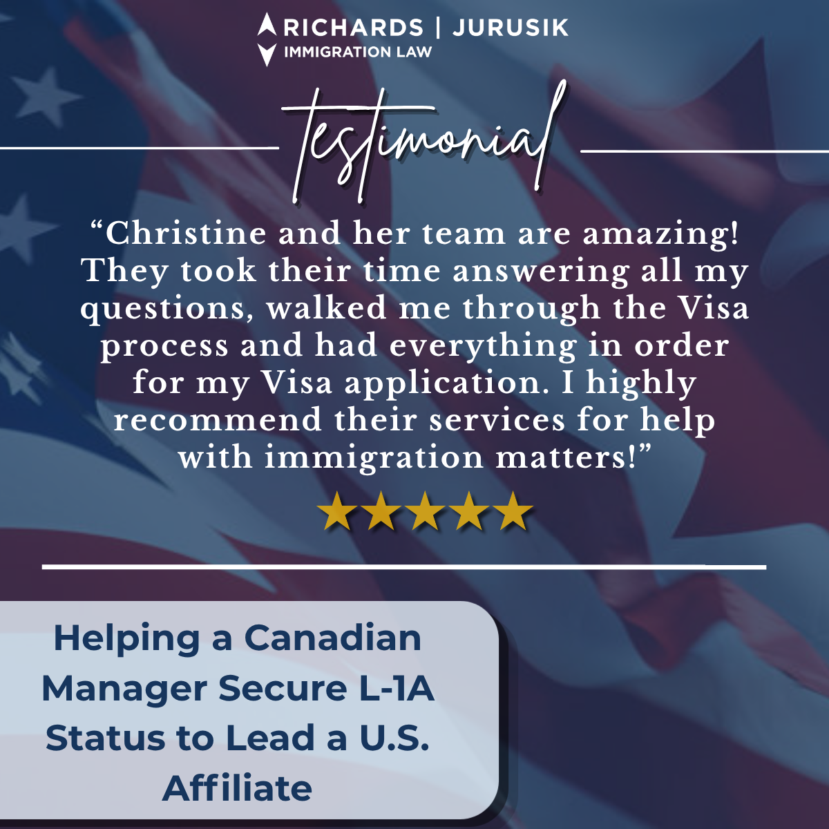 Helping a Canadian Manager Secure L-1A Status to Lead a US Affiliate